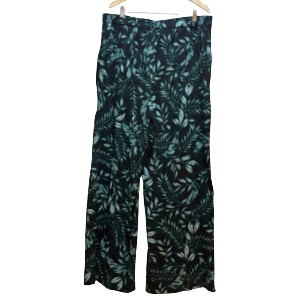 Long Tall Sally Wide Leg Pants LTS Black Green Tropical Print Trousers 18 XLONG - Picture 6 of 13
